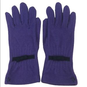 LAUREN RALPH LAUREN CASHMERE BLEND GLOVES WITH BOWS•M